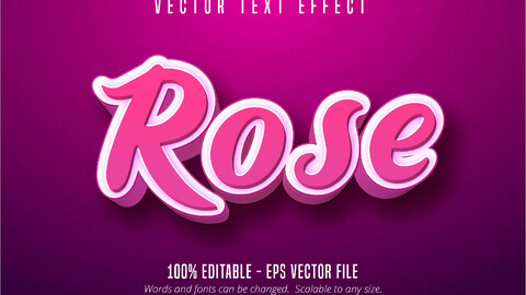 Editable text effect - 3d pink script style