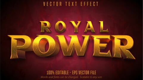 Royal power text, golden editable text effect