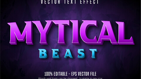 Mytical beast text, 3d editable text effect