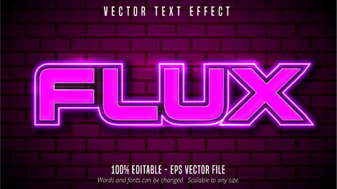 Flux text, neon style editable text effect