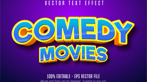 Comedy movies text, cartoon style editable text effect