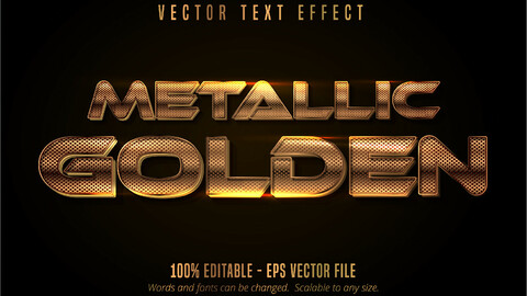 Metallic golden text effect, shiny gold alphabet style