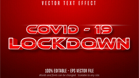 Covid19 Lockdown text, editable text effect