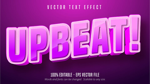 Upbeat text, pink cartoon style editable text effect