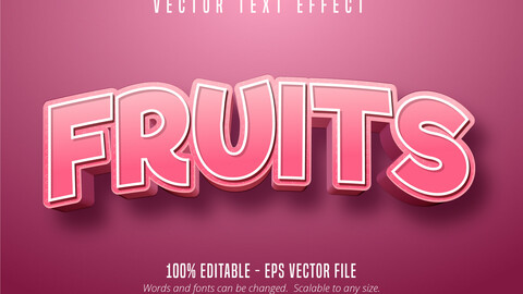 Fruits text, 3d pastry style editable font effect