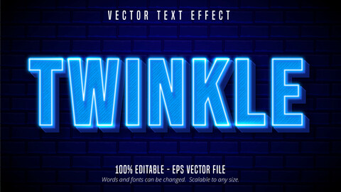 Twinkle text, 3d neon light signage style editable text effect