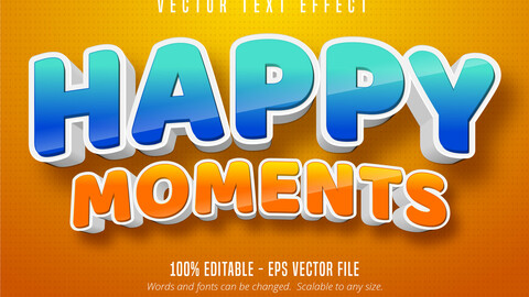 Happy moments text, 3d editable text effect