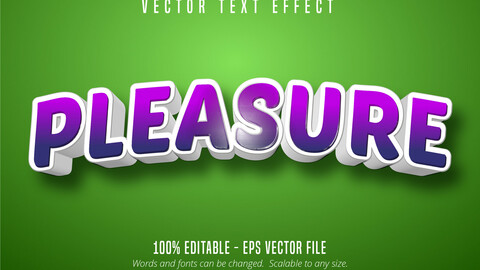 Pleasure text, 3d editable text effect