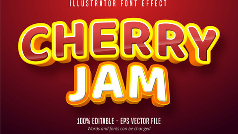 Cherry Jam text, 3d editable font effect