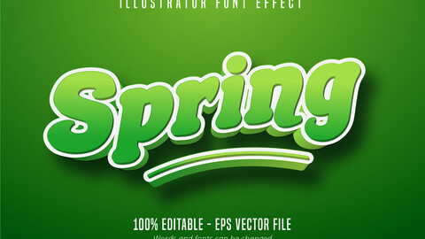 Spring text effect, green editable font style