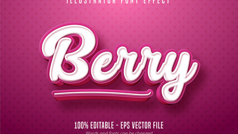 Berry text, 3d pastry style editable font effect