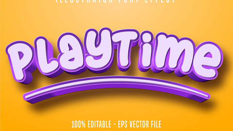 Playtime text, 3d purple editable font effect