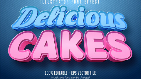 Delicious Cakes text, 3d pastry style editable font effect