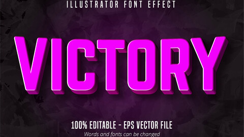 Victory text, 3d purple editable text effect