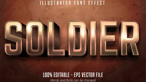 Soldier text, 3d bronze metallic style editable font effect