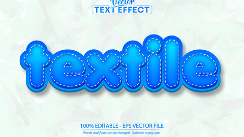 Textile text, 3d blue editable font effect