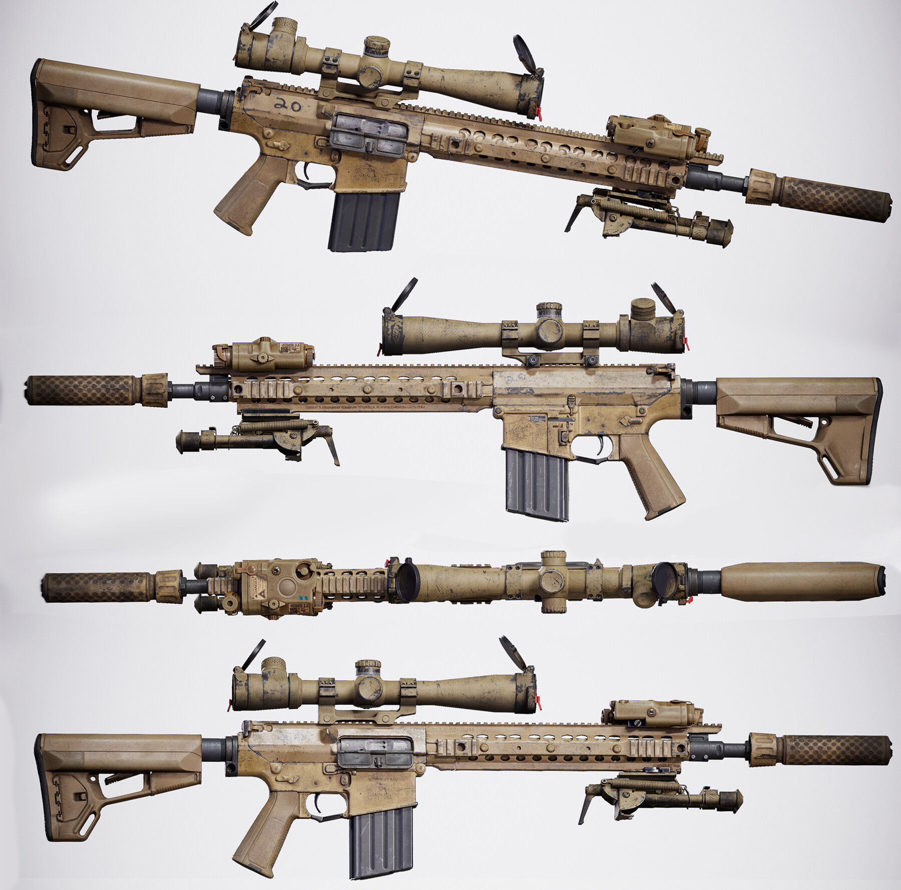 ArtStation - Kac M110k1 With Attachments 2.0 | Game Assets