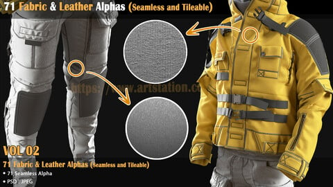 71 Fabric & Leather Alphas (Seamless and Tileable)