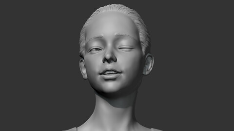 HD girl bust B 3D print model