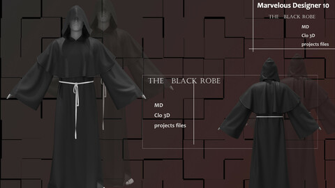 Black Cloak_Marvelous Designer, CLO3D_OBJ & FBX(if needed)_Robe