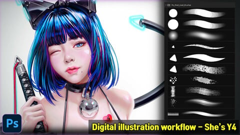 Digital illustration workflow - She's Y4