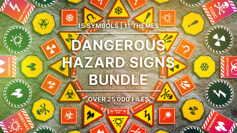 Dangerous Hazard Signs Bundle(SVG, PNG, Brushes)
