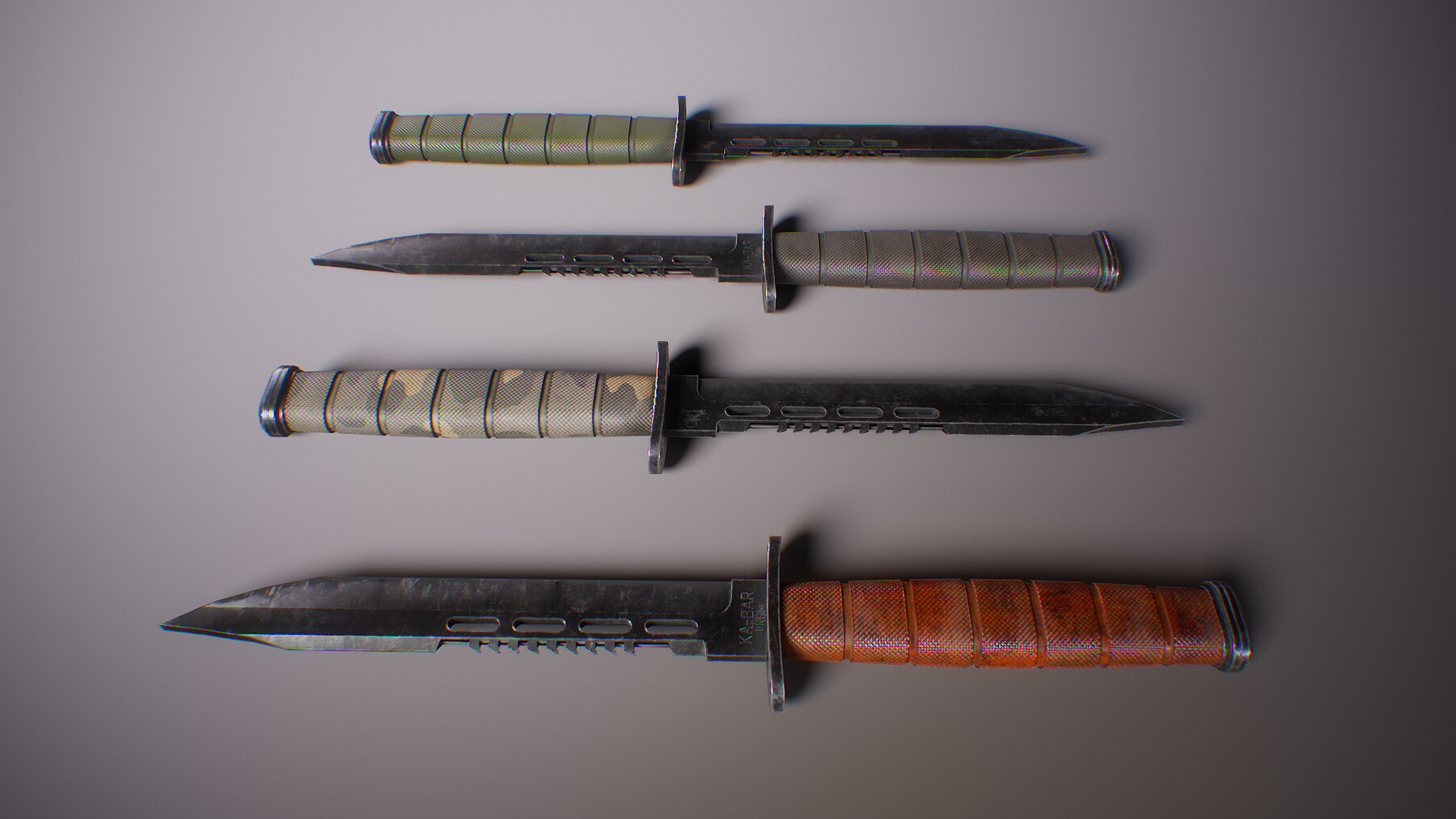 ArtStation PBR Futuristic Kabar Combat Knife Set Game Assets