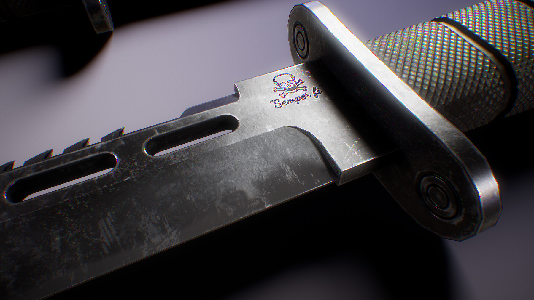 ArtStation PBR Futuristic Kabar Combat Knife Set Game Assets