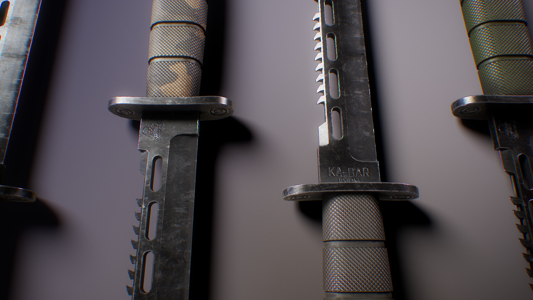 ArtStation PBR Futuristic Kabar Combat Knife Set Game Assets