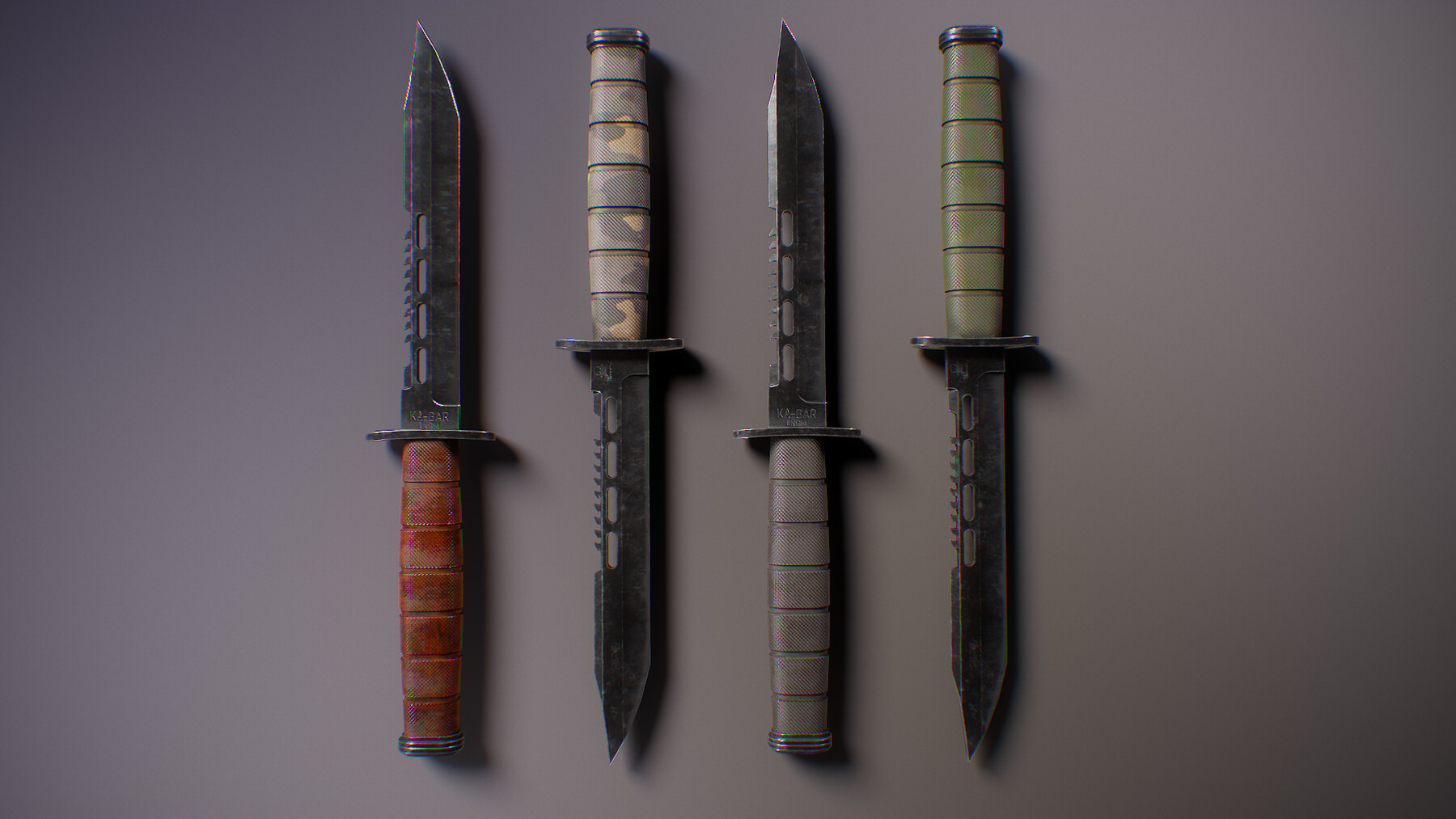 ArtStation PBR Futuristic Kabar Combat Knife Set Game Assets