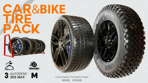 Car & Bike Tire Pack ( Blend + Obj +Fbx)