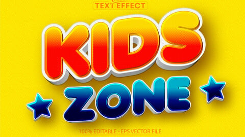 Cartoon text effect, editable kids zone text and comic text style