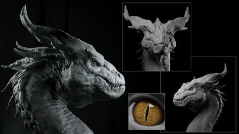 Dragon Head Basemesh + UDIM Setup + Eye  Shader