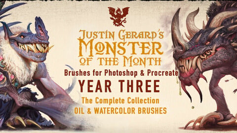 Monster of the Month YEAR THREE BUNDLE : Oil and Watercolor Brushes by Justin Gerard