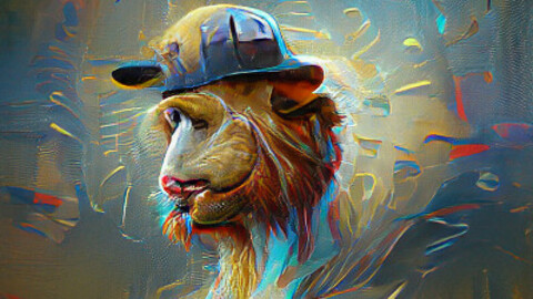 Blue cap lion