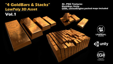 4 Gold Bars, 4 Stacks & 4 Piles - Treasure - Vol.1