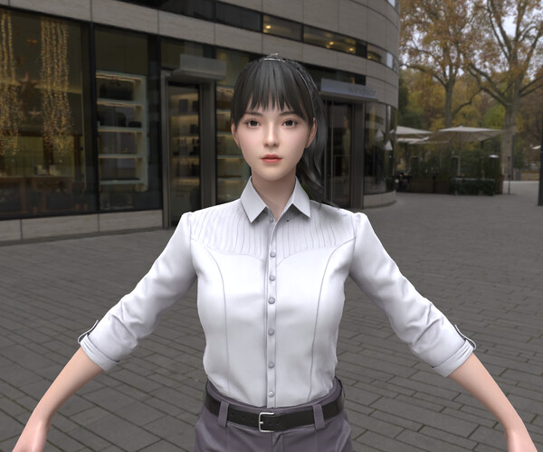 Artstation Business Woman In A Working Suit Game Assests Business Suit Skirt Blouse Pants 6893