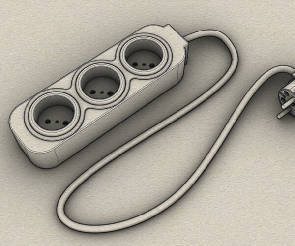ArtStation - Power strip with three socket and plug | Resources
