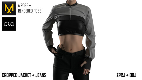 Cropped Jacket + Jeans - MD,Clo3d (ZPRJ) + OBJ