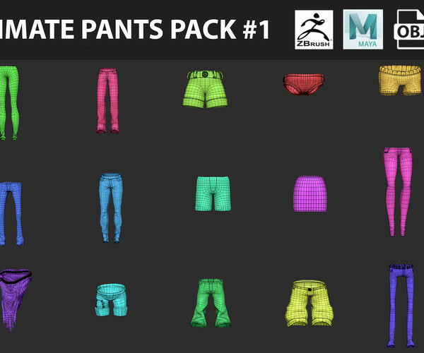 ArtStation - Ultimate Pants Model Pack #1 | Resources