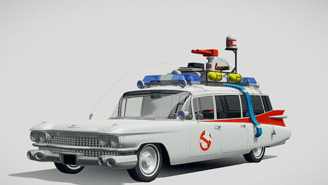 Ecto-1 Ghostbusters Ambulance Car 1959 3d model
