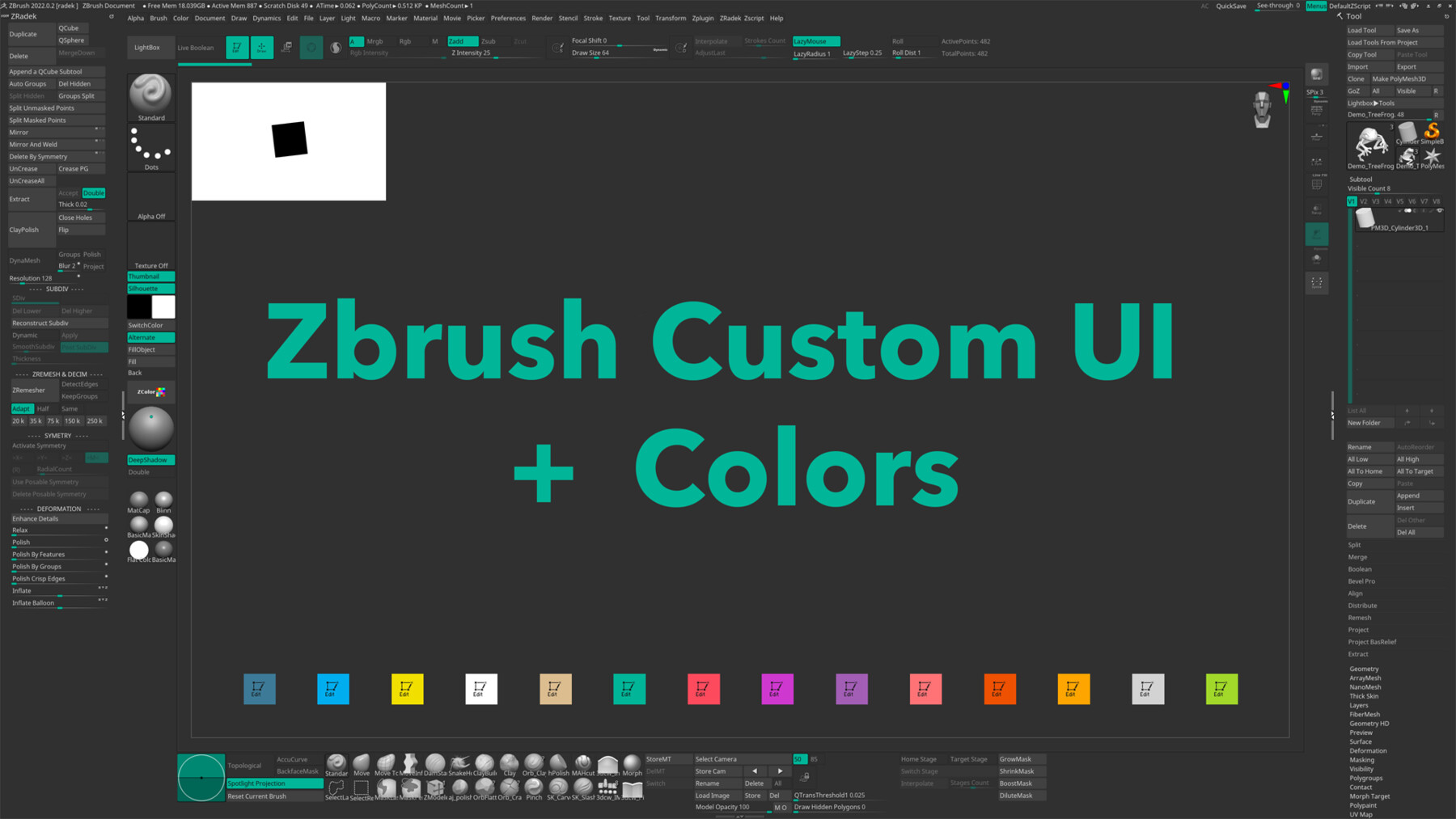 custom zbrush ui colors