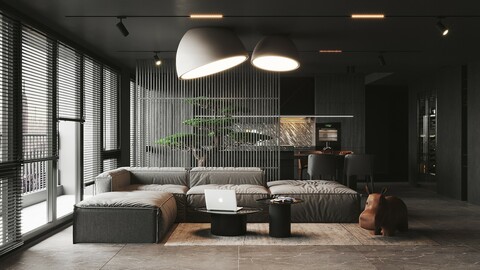Scandinavian Style Black Apartment
