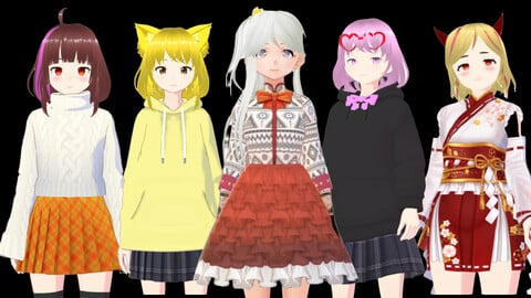 5 Cute Anime Girls Characters GoldenPACK 2