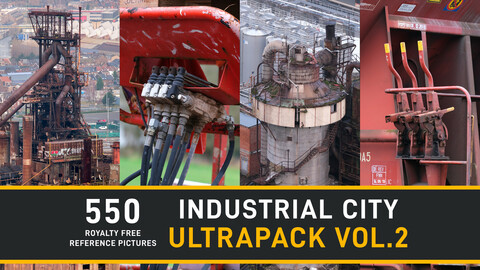 550 Industrial City Reference Pictures Ultrapack Vol.2 - Blast Furnace, Factories, Hard Surface, Construction Machines