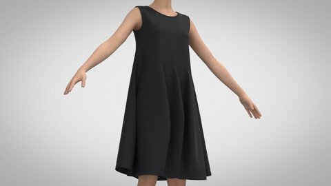 Trapeze Dress, Marvelous Designer, Clo3D +fbx, obj