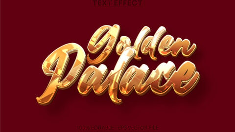 Golden Palace text, shiny golden color editable text effect