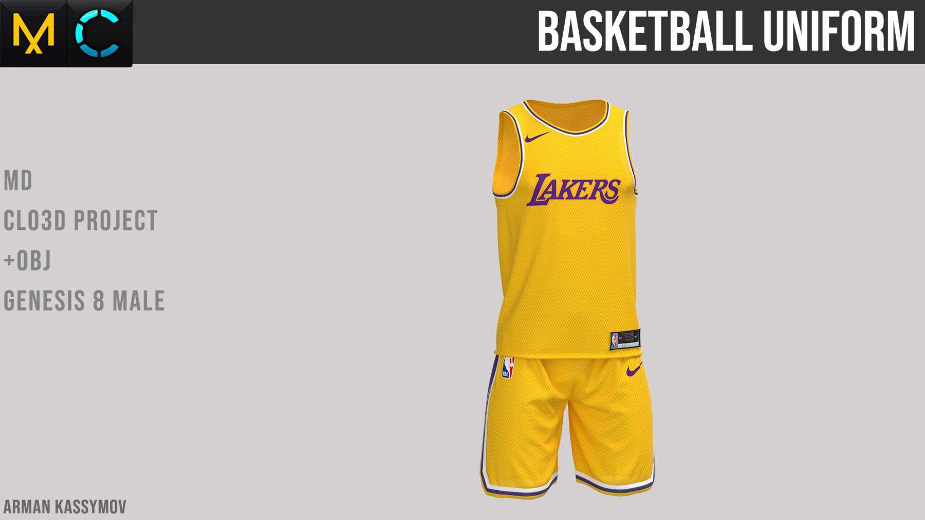 New concept Marvelous Clo3D Jersey Lakers 3D model