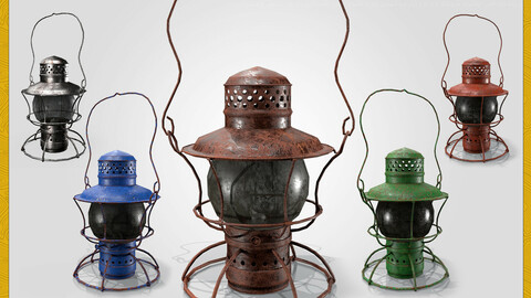 Old rusted Lantern 01 - Game ready