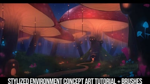 Stylized Environment Concept Art Tutorial + Brushes